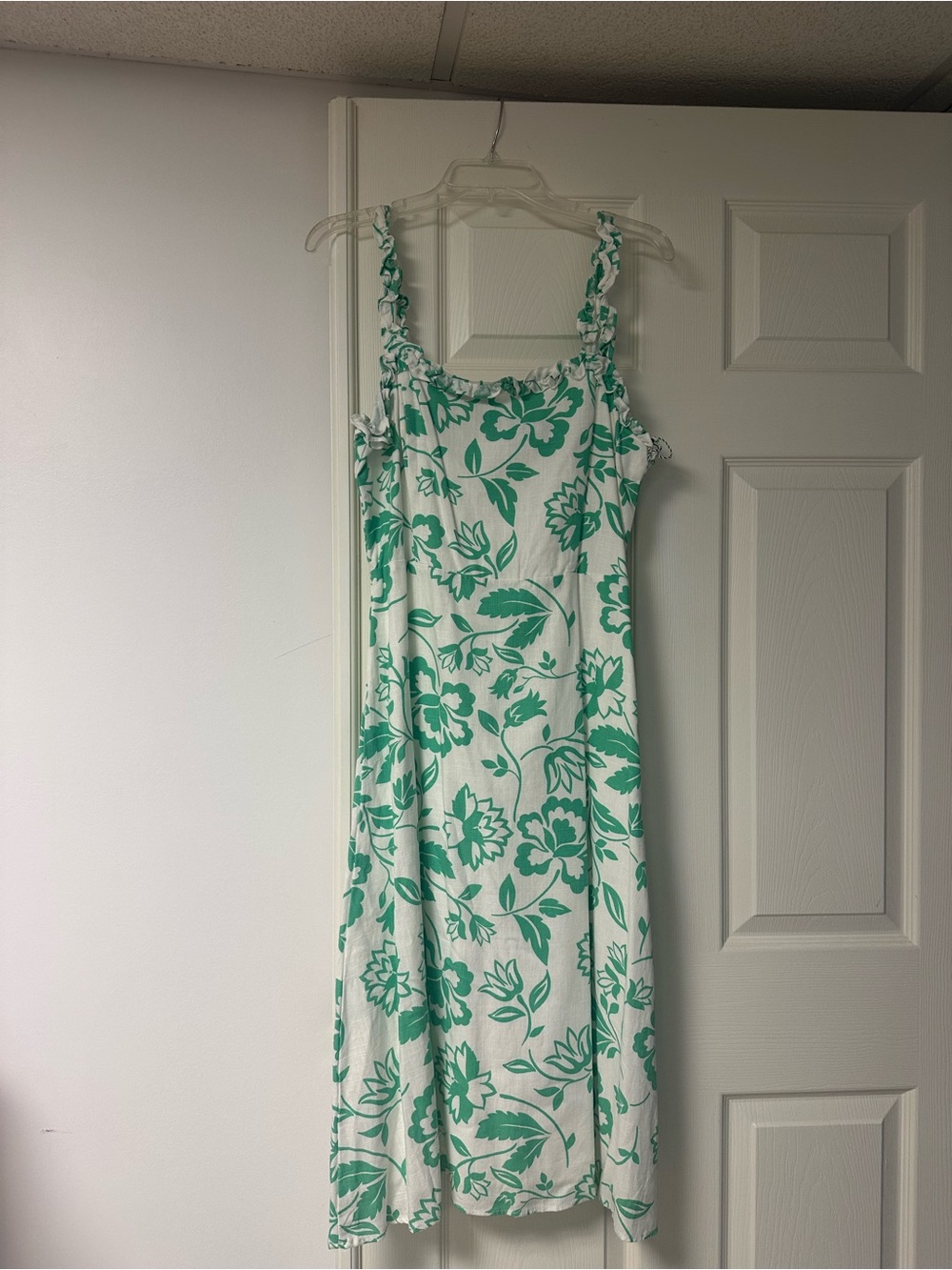 Draper James White Maxi Dress with Green Floral Print